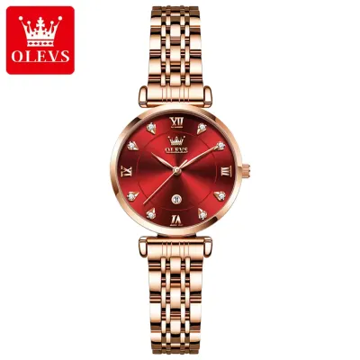 OLEVS 5866 Diamond Quartz Watch Elegant Rose Gold Stainless Steel Strap Waterproof Watches Luxury Simple Wrist Watches for Women